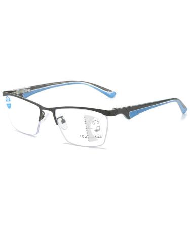 Vevesmundo progressive glasses reading glasses Blue light filter men women Multifocus metal semi -burning rectangular anti -blue lights.