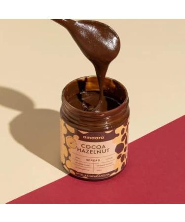 Amaara's Cocoa Hazelnut Spread | Infused with Ashwagandha | Creamy & Healthy chocolate for Bread Waffles Baking | Nutrients rich | Vegan | 100% Vegetarian | No refined sugar | 220g (7.7oz) - Buy Online on GoSupps.com