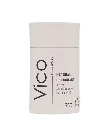 Vico Natural Plastic Free Deodorant Stick 2.65 Oz Coconut & Vanilla - Effective Odor Protection Plastic Free Vegan Cruelty Free Unisex Men Women Coconut & Vanilla 1 Pack