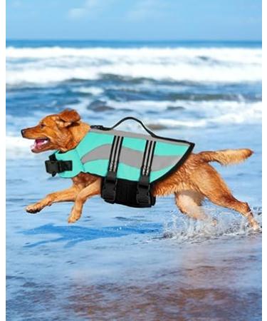 Petbank Life Jacket for Dogs - Adjustable Swimming Vest with Reflector Stripes | Buoyant Swim Suit for Small Medium & Large Dogs - Light Blue - Buy Online on GoSupps.com