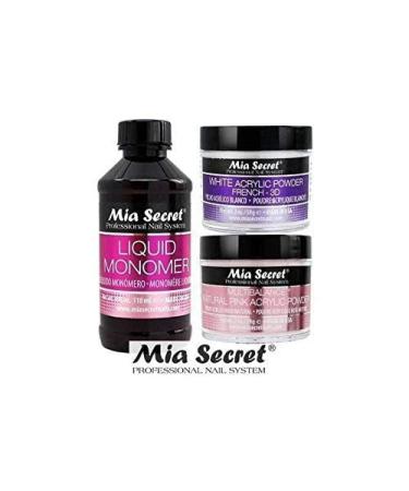 Mia Secret 4 oz Liquid Monomer + Acrylic Powder 2 oz White & Natural Pink | Made in USA - Buy Online on GoSupps.com
