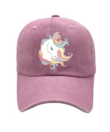 NVJUI JUFOPL Girls' Cute Unicorn Hat, Adjustable Gift Baseball Cap for Kids Ages 3-11 Pink
