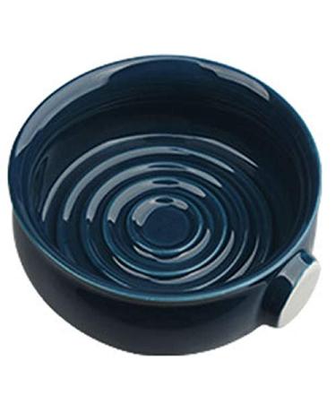Ntcpefy Ceramic Men's Shaving Mug Bowl Cup Thread Bottom Wide Mouth for Shaving Brush and Shaving Soap Dark Blue