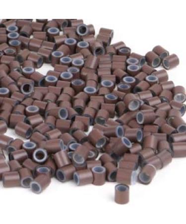 Prolinks- 500 pcs Premium Silicone Lined Copper Micro Rings Beads Tubes For I-Tip Hair Extensions (Dark Brown- 4 mm)