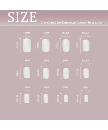 Sethexy French Short Square False Nails Collection - 24Pcs Glossy White Swirl Press on Nails - Buy Online on GoSupps.com