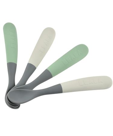 B aba 4 Set Silicone spoon for babies/children from 4 months flexible rounded tip long and ergonomic handle easy to grip matt silicone no coloring sage/mineral - Buy Online on GoSupps.com