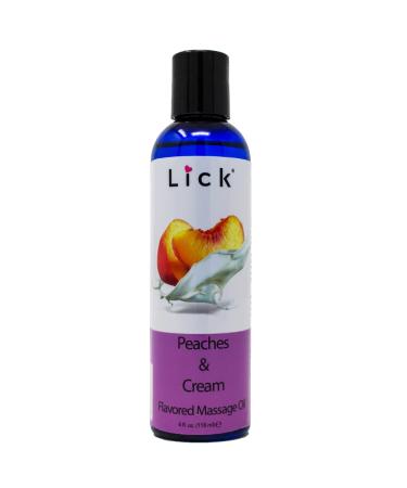 Peaches and Cream Flavored Massage Oil with Vitamin E Vegan Edible Body Massage Oil for Women and Men with Sweet Almond Oil Relaxing and Non Sticky Full Body Massages 4 oz