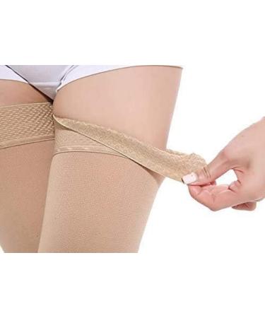 TOFLY Thigh High Compression Stockings - 1 Pair, 20-30 mmHg Firm Support, Silicone Band, Footless Sleeves for Swelling, Varicose Veins, and Edema - S Beige - Buy Online on GoSupps.com