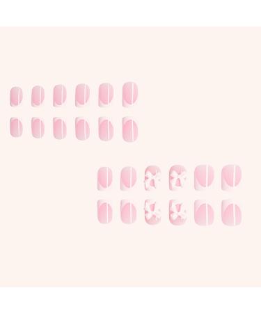 Shop 24 Pcs Bows Press on Nails - Short Square Fake Nails with 3D Resin Bow Charm & Glossy Finish - Reusable Pink French Tip for DIY Manicure - Buy Online on GoSupps.com