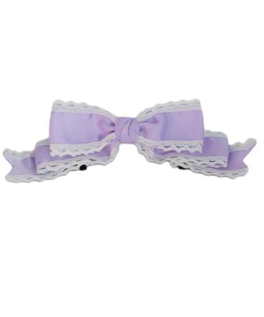 Limtula Gothic Lace wknot Barrettes for Cosplay Party w Barrette Women Role Play Hair Clip Anime Maid Costume Headdress Light Purple