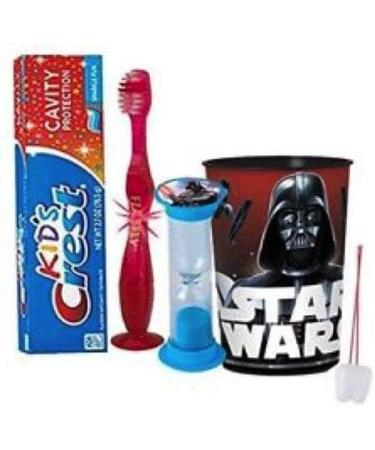 Darth Vader Inspired Boys 4pc Oral Hygiene Set with Lights Toothbrush & Timer - Includes Toothpaste, Mouthwash Cup, and Brushing Guide - Buy Online on GoSupps.com