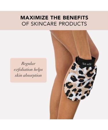 Kitsch Exfoliating Glove - Eco Friendly Body Scrubber for Skin Renewal | Detoxifying Exfoliator Mitt | Dead Skin Remover | Shower Gloves - Leopard - Buy Online on GoSupps.com