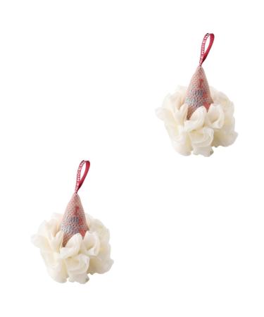 Housoutil 2 Pcs Ice Cream Bath Ball Body Sponge Pouf Bath Ball Mens Body Wash Bath Loofah Mesh Shower Ball Shower Puff Bath Sponge Mesh Bath Pouf Polyester Bubble Net Anti-Separation White
