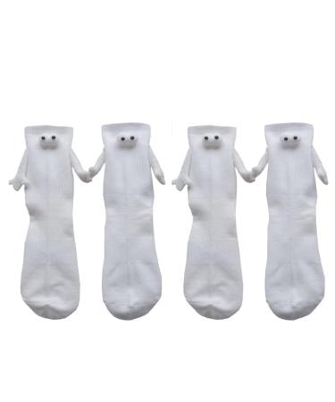QIUNI Funny Magnetic Suction 3D Doll Couple Socks Unisex Funny Couple Holding Hands Sock for Couple 2pairs-1 One Size
