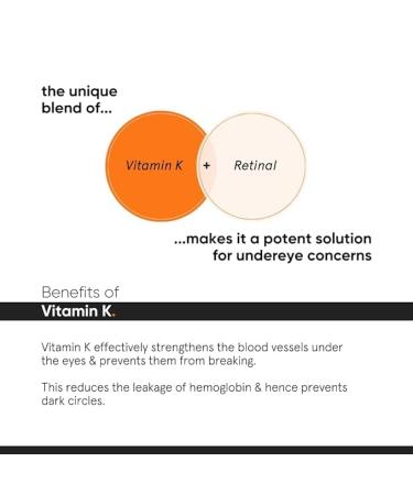 Vitamin K + Retinal Under Eye Cream | Reduce Dark Circles Wrinkles & Puffiness | Caff-eine Infused | For Men & Women | 14 gm - Buy Online on GoSupps.com