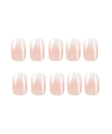 Pink White Gradient Press on Nails - Short Square Ombre Fake Nails for Women & Girls | 24 Pcs Acrylic Stick on Designs for Weddings - Buy Online on GoSupps.com