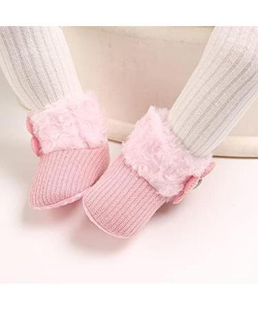Baby Winter Fleece Booties Non-Slip Soft Sole Shoes for Boys Girls 6-12 Months - Pink - Buy Online on GoSupps.com