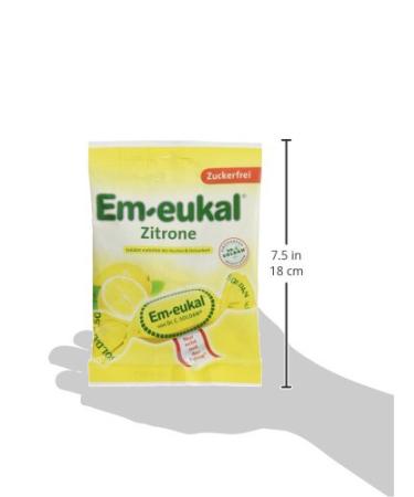 Em-eukal Lemon Cough Drops with Vitamin C - Sugar-Free & Lactose-Free (5 x 75g) | International Shipping Available - Buy Online on GoSupps.com