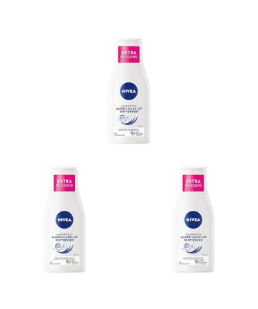 Nivea waterproof eye make-up remover (125 ml) gentle make-up remover with chamomile extract and provitamin B5 removes even waterproof mascara and make-up (pack with 3) 125 ml (3 Pack) for sensitive eye area-95%recycled bottle