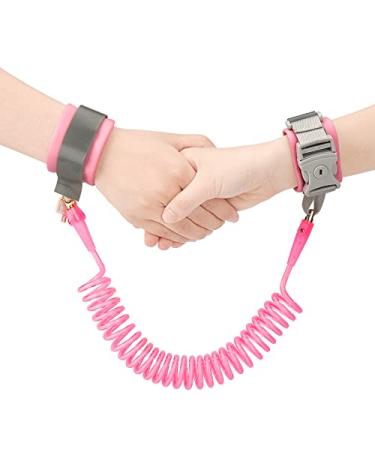 Wrist Reins for Toddlers Boys and Girls Anyfirst 2.5M Anti Lost Wrist Link 360 Rotate Toddler Wrist Strap with Elastic Wire Rope and Security Lock for Children Walking Pink Pink Lock