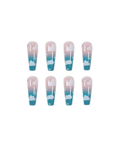 Uposao 24Pcs Coffin Ballerina False Nails | Long Artificial French Nail Tips | Acrylic Press-On Nails for Women & Girls | Diamond Design - Buy Online on GoSupps.com