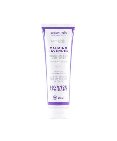 Hand & Body Cream Scented with Essential Oil Lavender Made with Organic Argan Oil Olive Oil and Aloe Juice for Dry Skin Cruelty Free Natural Skin Care Products 250 ml 8.45 fl.oz