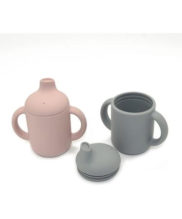 Silicone Baby Cup with Lid - Toddler Training Sippy Cup with Handles and Teether Top - Pink, 6 months - Buy Online on GoSupps.com