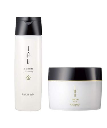 Lebel IAU Serum Cleansing Hair Shampoo 200ml & Lebel IAU Serum Hair Mask 170g Set (Green Tea Set)