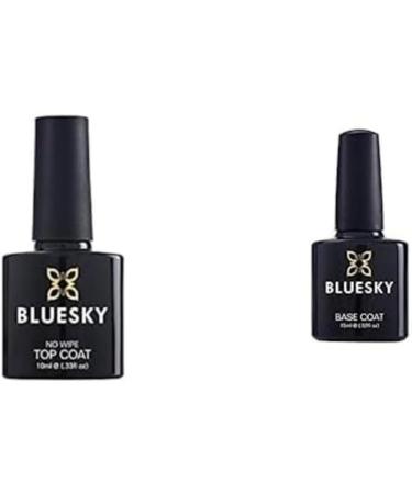 Bluesky NO WIPE TOP COATand Base Coat Soak Off UV LED Gel Polish Strong Adhesion Long Lasting Manicures Clear Large 15 ml