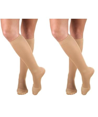 Truform Women's Compression Stockings 20-30 mmHg Knee High Length Closed Toe Opaque Beige X-Large (Pack of 2) Beige (Closed Toe) X-Large (1 Pair) (Pack of 2) Closed Toe (20-30 Mmhg)