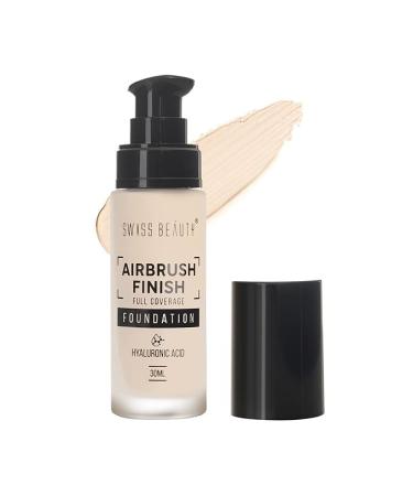Swi.s"s Bea-uty Airbrushh Finish Lightweight Foundation | Full Coverage Blendable Foundation For Face Makeup |With Benefits Of Hyaluronic Acid Aloevera And Vitamin E | 30Ml | Shade- Shell White