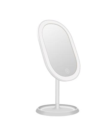CigyYogy Desk LED Makeup Mirror with Lights Handheld Portable for Home D cor Office Bedroom- Ideal Gift for Women Girls - White - Pack of 1