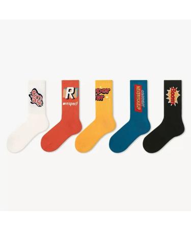 Cotton Socks for Men and Women for The New Year 2023 Comfortable Breathable Embroidery Autumn and Winter Sports Socks 36-43 5 Colors