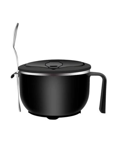 Zerodeko 1 Set Instant Noodle Bowl Food Containers Noodle Bowl with Lid Bowl with Tableware Japanese Ramen Noodles Salad Bowl Lidded Food Bowl Child Chopsticks Stainless Steel 18.50X15.50X11.50CM Black