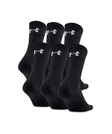 Under Armour Adult Cotton Crew Socks, Multipairs 6 Black/Gray (6-pairs) Large