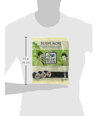 Blue Dragon Sushi Nori 10 Full Sheets - 0.77 Oz | Roasted Seaweed | Gluten-Free & Vegan | 1 Pack - Buy Online on GoSupps.com
