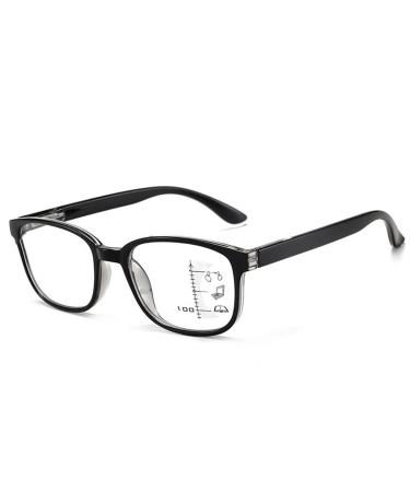 Zukky Blue-Light reading glasses for women progressive multifocal reading glasses square large lens reader black red am13 (color: black+clear size: 3x)