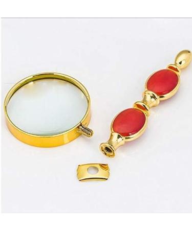 Glass with Light Handheld Glass Double Jade Handle Gold Full Metal Frame Enlargement Mirror 2X 4X 25x Lightweight Handheld Glass Good Times - Buy Online on GoSupps.com
