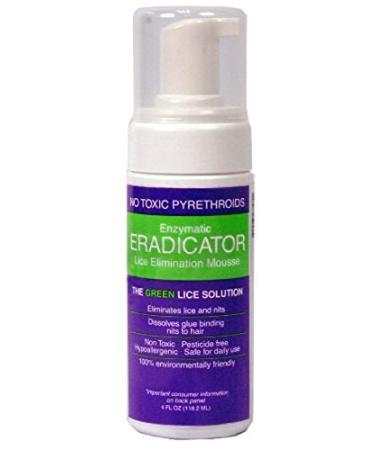Lice ERADICATOR Foam Spray Mousse, Non-Toxic, New Natural Peppermint Formula, 4oz with foam applicator