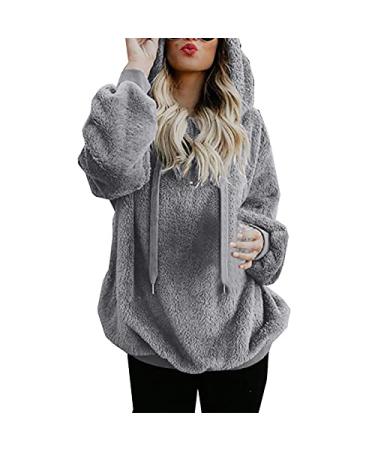 ZVAVZ Fuzzy Hoodies for Women Solid Stripe Soft Fleece Pullover Athletic Drawstring Pocket Sweatshirts Warm Loose Coat