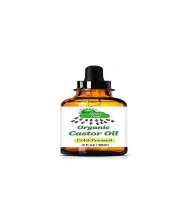 Nature Drop Organic Castor Oil 2 oz - 100% USDA Certified Pure Cold Pressed Hexane free - Best oil Growth For Eyelashes  Hair  Eyebrows  Face and Skin  Triple Filtered  Great for Acne