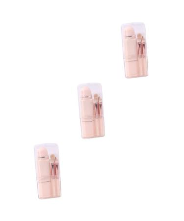minkissy 3 Sets 8 in 1 Makeup Brush Travel Blush Brush Make up for Face Cosmetic Brush Makeup Loose Powder Brush Facial Kit Plastic Multifunction Foundation Brush Pink