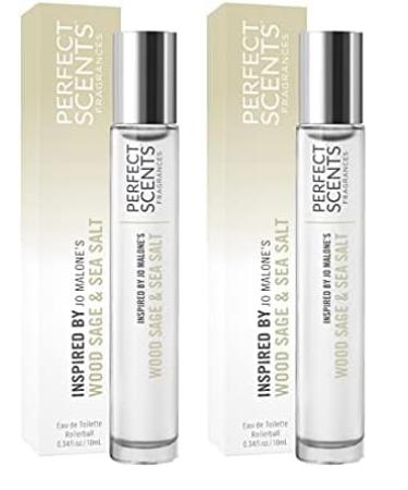 Perfect Scents Fragrances | Inspired by Jo Malone's Wood Sage & Sea Salt | Rollerball | Women s Eau de Toilette | Vegan Paraben Free Phthalate Free | Never Tested on Animals | 0.34 Fl Oz (Pack of 2) Wood Sage & Sea Salt 0.34 Fl Oz (Pack of 2)