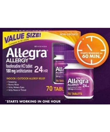 Allegra Adult 24 Hour Allergy Tablets - Fast Relief in 1 Hour | 180mg 70 Count - Shop Internationally - Buy Online on GoSupps.com