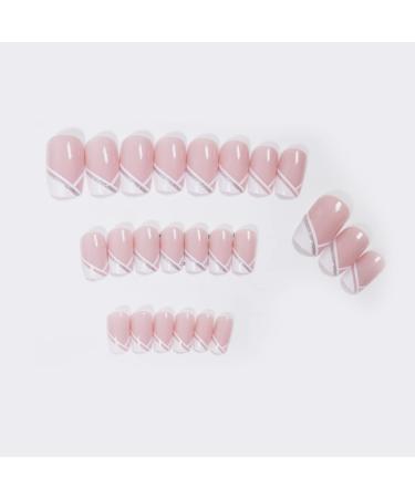 Justotry 24-Piece White Glitter Angular Press-On Nails - Short Geometric Fake Nails with Glue for Women - Buy Online on GoSupps.com