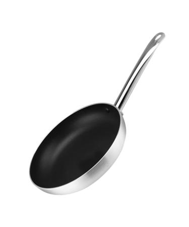 Zerodeko Flat Skillet Cooking Tool 1 PC Aluminum Steak Skillet Tool Universal Flat Bottom Wok Frying Pot Silver 39.5X20CM