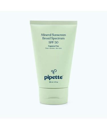 Pipette Mineral Sunscreen - SPF 50 Baby Sunblock with Non-Nano Zinc for Kids & Sensitive Skin Broad Spectrum UVB/UVA Protection 4 fl oz