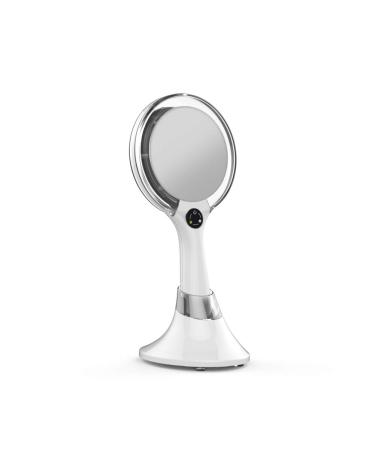 biomax Starlite Handheld Rechargeable Lighted Makeup Mirror with Stand  1X/5X Magnification  Dual Sided & Vanity Mirror with Bright and Warm Light  Cordless Rechargeable Mirror (White Colour)