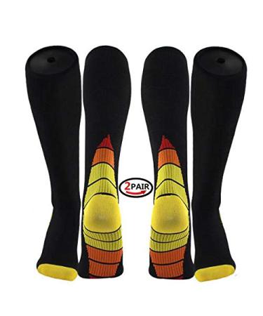 Zlyj 2 pair of compression stockings compression socks support stockings knee socks compression running socks for ankle protection and blood circulation l yellow