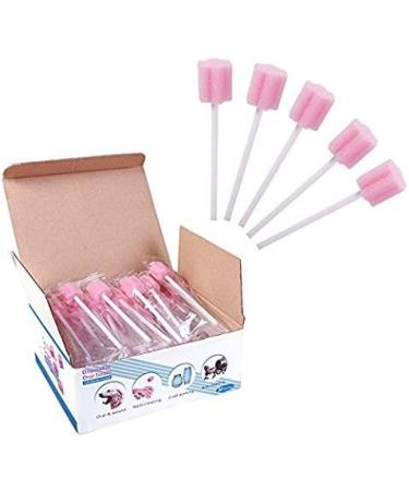 Xrten 50 Pieces Disposable Oral Care Sponge Swabs - Pink Mouth Cotton Swabs for Effective Oral Hygiene - Buy Online on GoSupps.com